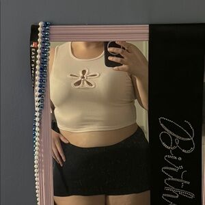 Baby pink Tank Top with Embroidered Design